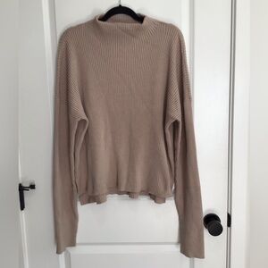 By Antrhopologie Womens Ribbed Knit Sweater Top + Pants Set Camel Size M